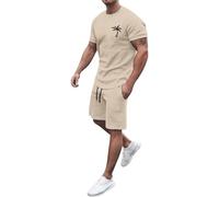 NQyIOS Men's Tracksuits 2pcs Short Sleeve Zip Workout Top & Trouser Set for Casual Sport Summer Outfits Lounge 2025