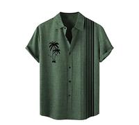 NQyIOS Men's Women's Striped T-Shirt Unisex Crew Neck Short Sleeve Stripes T-Shirts Cotton Top Round Neck Casual Crewneck Summer Wears Cotton Polo Shirts for Men UK Streetwear (Army Green,L)
