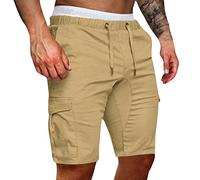 NQyIOS Men's Workout Running Shorts Training Exercise Workout Shorts Quick Dry Gym Athletic Shorts with Pockets Mens Slacks Slim Fit Stretch Cargo Shorts Khaki