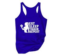 NQyIOS Sexy Tops for Women Eat Sleep Train Repeatedly Women's Racerback Tank Gift For Girls Motivational Gym Tank Top Funny Weightlifting Workout Training 2x Ladies Tops Turtle Neck Tops for Women