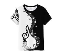 NQyIOS Shirts for Women Vintage Musical Note Print Tees T Shirt Gift Shirt Top T Short Black