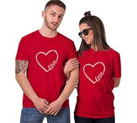 NQyIOS Shirts Womens Blouse Matching Sleeve Valentine's Shirts for Couples for Couples T Short Print Love Tops Day Gifts Women's Blouse Long Sleeve Button up Shirt (ZWadF-Red, M)