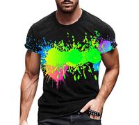 NQyIOS Short Sleeve Shirts Men, Mens Linen Shirts Short-Sleeve Summer Casual Beach Shirts Button Down Loose fit Hawaiian Holiday Wedding Cheesecloth Tops Summer Printed Mens Cruise Wear Tops D-Black