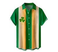 NQyIOS St Patrick’s Day T-Shirts Hawaiian Shirts Mens Short Sleeve Shirts Casual Button Down Shirt for Men Summer Beach Shirts Saint Paddys Day Hippie Shirts for Men