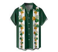 NQyIOS St Patrick’s Day T-Shirts Men Funky Hawaiian Shirts Short Sleeve Front Pocket Holiday Summer Aloha Printed Beach Casual Hawaii Shirt Shamrock St. Patricks Vacation Wear