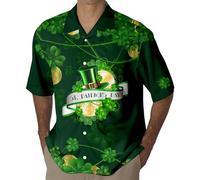 NQyIOS St Patrick’s Day T-Shirts Men's Hawaiian Floral Shirts Short Sleeve Summer Hawaiian Shirts Mens Casual Shirts Aloha Shirt Hawaiian Fancy Dress Summer Shirts Shamrock Clover Tops