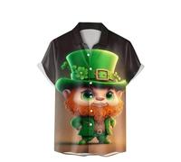 NQyIOS St Patrick’s Day T-Shirts Mens Hawaiian Shirts Men's Short Sleeve Shirts Summer Striped Casual Shirt Button Down Regular Fit Tops Ireland Pride Hawaii Outfits C-White