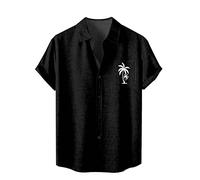 NQyIOS Summer Mens Fancy Print Hawaiian Shirt Casual Short Sleeve T-Shirts Outfits for Holiday Wear Button Down Hawaii Aloha Clothes Shirts for Men UK y2k Streetwear top Tee (Black,XXL)