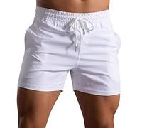 NQyIOS Summer Shorts for Men Quick Dry Workout Shorts Lightweight Sports Gym Running Shorts Basketball Training Mens Slacks Slim Fit Stretch Athletic Shorts White