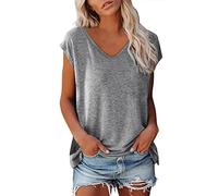NQyIOS Summer Tank Tops for Women UK Womens Ladies Oversized Fit Banded Round Neck T Shirt Top Baggy Turn Up Sleeve Loose Plus Size Batwing Slouch Longline Black Tops for Women UK Plus Size Blouses
