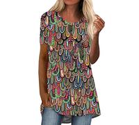 NQyIOS Summer Tops for Women UK Plus Size Women's T-Shirt Ladies Heart Print Cotton T Shirts Short Sleeve Crewneck Summer Tops Casual Classic Basic Tee Blue Tops for Women UK Tshirt