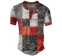 NQyIOS T Shirts for Men UK Casual Short Sleeve Slim Fit Henley Shirt Stylish Button Down Muscle Fitted T-Shirts Front Placket Basic Tee Lightweight Cotton Golf Tops Vintage Sport Tshirts Blouse