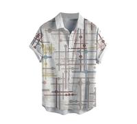 NQyIOS T-Shirts for Men UK, Mens Shirts Short Sleeved Shirts Summer Striped Casual Shirt Button Down Hawaiian Shirt for Beach Holiday Regular Fit Summer Printed Family Cruise Shirts Tshirt