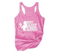 NQyIOS T Shirts for Women UK Eat Sleep Train Repeatedly Women's Racerback Tank Gift For Girls Motivational Gym Tank Top Funny Weightlifting Workout Training 2x Ladies Tops Thermal Tops Womens