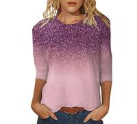 NQyIOS Tshirt Womens Women Casual Round Neck Three Quarter Sleeve T Shirt Top Colorful Gradient Geometric Print Tshirt Women S T Shirts Linen Tops for Women UK