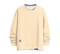 NQyIOS UK Clearance Oversized Sweatshirt for Men Male Casual Solid Splice Long Sleeve Hoodless Sweatshirt Blouse Graphic Sweatshirt Comfortable Crew Neck Sweatshirt Soft Fleece Top Jumper