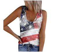 NQyIOS Women Independence Day American Flag Print Sleeveless Top Casual Knit Shirt Vest Round Neck Splice Tanks Camis Top Beer Pong Tops for Women