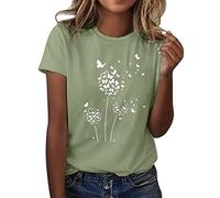 NQyIOS Women's Blouse, Casual T-Shirt Long Sleeve Round Neck Floral Printed Buttons Blouse Tops Christmas Jumper Reindeer Santa Xmas Jumper Sweatshirt Off The Shoulder Tops for Women T-Shirts