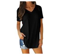 NQyIOS Women's Blouses & Shirts Top Tshirt for Women Cotton Short Sleeves Solid Color Outdoor Loose Causal Tshirt Women Running T Shirt Nightshirts for Women