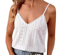 NQyIOS Womens Blouses, Womens Plain Sleeveless Round Scoop Neckline Stretch Slim Straps Strappy Flared Swing Camisole T-Shirt Vest Top UK Size 8-26 Cotton Tops for Women UK Tees