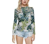 NQyIOS Women's Round Neck Print Casual Slim Fit Mesh T Shirt Top Women Thin Long Sleeve Shirt Green