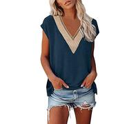 NQyIOS Women's Sleeveless Tank Top Women's Summer Casual Short Sleeve/Sleeveless Tunic Tops with Leggings V-Neck T-Shirt Loose Blouse Built in Bra Vest Tops Women UK Blouse