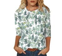 NQyIOS Womens Three Quarter Sleeve T Shirts Spring Summer Fashion Tops Round Neck Comfortable Shirts Long Sleeve Compression Women Mint Green