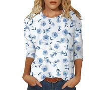 NQyIOS Womens Three Quarter Sleeve T Shirts Spring Summer Fashion Tops Round Neck Comfortable Shirts Long Sleeve Compression Women White