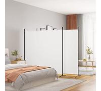 Nqyjm 3 Panel White Fabric Divider Screen 525 x 180 cm Folding Screens, Short Room Dividers, Available in Multiple Sizes and Colours
