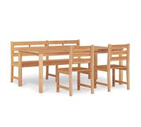 Nqyjm 4 Piece Solid Teak Wood Garden Dining Set for Terrace Outdoor Patio Bench + 2 x Chairs + Table Length 200 cm