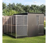 Nqyjm Aviary with Extension Silver 290 x 303 x 216 cm Steel for Garden Patio