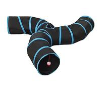 Nqyjm Cat Tunnel 3 Way Black and Blue 25cm Polyester for Small Rabbits Puppy Ferret Guinea Pig