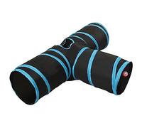 Nqyjm Cat Tunnel 3 Way Black and Blue 90cm Polyester for Small Rabbits Puppy Ferret Guinea Pig