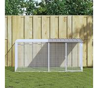 Nqyjm Chicken Cage with Roof, Light Grey, 203 x 98 x 90 cm, Galvanised Steel for Chicken Cage, Small Animals, Bird Cage and Pet Cage