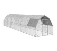Nqyjm Chicken Coop with Roof 2.5 x 12 x 2.25 m Galvanised Steel for Chicken Cage, Small Animals, Bird Cage and Pet Cage