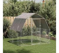 Nqyjm Chicken Coop with Roof 2.5 x 2 x 2.25 m Galvanised Steel for Chicken Cage, Small Animals, Bird Cage and Pet Cage
