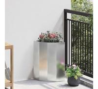 Nqyjm Corner Planter Silver 30 x 30 x 50 cm Galvanised Steel Flower Pot, Sturdy and Durable, for Vegetables, Herbs and Garden