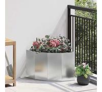 Nqyjm Corner Planter Silver 45 x 45 x 35 cm Galvanised Steel Flower Pot, Sturdy and Durable, for Vegetables, Herbs and Garden