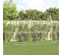 Nqyjm Dog Cage 2 Pieces Silver 4 x 2 x 2 m Galvanised Steel Dog Kennel Outdoor Dog Cage Safe Dog Run for Garden Patio with 2 Doors