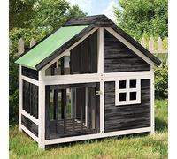 Nqyjm Dog Kennel Grey 96 x 60.5 x 87 cm Solid Pine Outdoor Dog House for Dogs