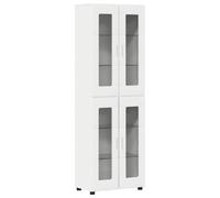 Nqyjm Florin Highboard with Shelf, White, 60 x 35 x 182 cm, Wood Composite Display Cabinet, Bookcase with Doors and Cupboard Shelf with 6 Levels, for Living Room, Study, Office, Living Room, Bedroom