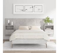 Nqyjm Headboard with Tables Plywood Concrete Grey Headboard Modern Design, Suitable for Single, Double, Children's Beds, One Drawer and a Shelf