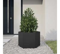 Nqyjm Hexagonal Black Steel Planter 69 x 60 x 45 cm Flower Box, Strong and Durable, for Vegetables, Herbs and Garden