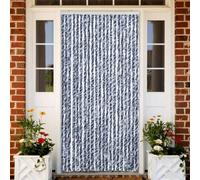 Nqyjm Insect Screen Curtain Blue, White and Silver 90 x 220 cm Chenille for Balcony Patio Door
