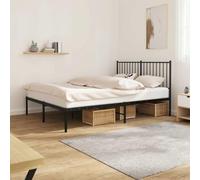 Nqyjm Metal Bed Frame without Mattress with Headboard Black 140 x 200 cm Slatted Frame Easy to Assemble for Bedroom, Hotel, Dormitory L35H0865