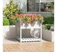 Nqyjm Planter with Shelf Solid Wood White Pine 82.5 x 82.5 x 81 cm Flower Pot for Outdoor Terrace Garden Balcony