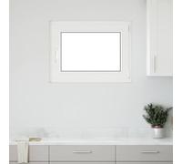 Nqyjm RISOR Basement Window 80 x 70 cm PVC and Glass White Cellar Window with Handles that Open, Turn and Tilt for Kitchens, Cellars and Garden Sheds