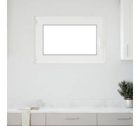 Nqyjm RISOR Basement Window 90 x 50 cm PVC and Glass White Cellar Window with Handles that Can Open, Turn and Tilt, for Kitchens, Cellars and Garden Sheds