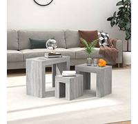 Nqyjm Stackable Coffee Tables 3 pcs Engineered Wood Sonoma Grey Side Table Nordic Coffee Table Ideal to Combine in Living Rooms and Bedrooms