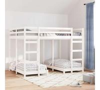 Nqyjm Triple White Bunk Bed Frame 140 x 200 cm Solid Pine Slatted Frame Easy Assemble for Bedroom, Hotel, Dorm